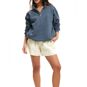 Oversized Mockneck <b>Sweatshirt</b> for <b>Women</b> <b>Women's</b> Blue <b>Quarter</b>-<b>Zip</b> <b>Sweatshirt</b> Long Sleeve Solid Color Casual Knitted - Product Image 1