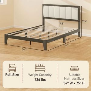 Full <b>Bed</b> <b>Frame</b> with Upholstered Headboard <b>Platform</b> <b>Bed</b> <b>Frame</b> - Product Image 6