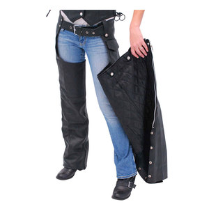 Men's Western Chaps Genuine Leather High Rise Loose Fit Riding <b>Equestrian</b> Full Chaps with Leather Pockets and Buckle Closure - Product Image 4