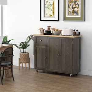 Carrello da Cucina Moderno su Ruote con Tre Armadietti, Ripiano Regolabile, Design Impilabile in Legno di Quercia Ecologico e MDF - Product Image 2