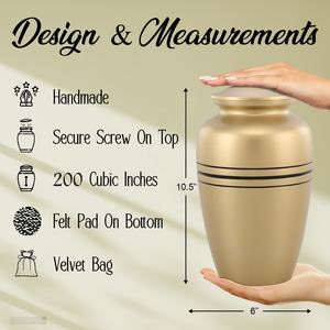 Urnes commémoratives classiques en laiton fabriquées à la main pour adultes Finition satinée Urnes de crémation écologiques de style américain pour le stockage des cendres - Product Image 2
