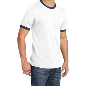 Camiseta Blanca de Manga Corta para Hombre con Ribete en Contraste Rojo, Corte Regular, Algodón Jersey, Diseño Casual con Cuello Redondo - Product Image 6