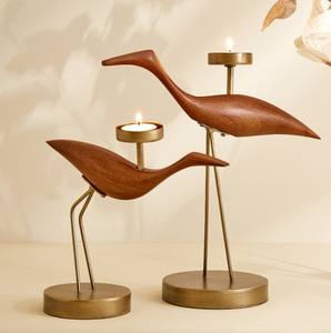 Swan Handcrafted Wooden Bird <b>Tea</b> Light Holder Metal Base Luxury Tabletop Candle <b>Stand</b> Birthday Christmas Easter Home Decoration - Product Image 2