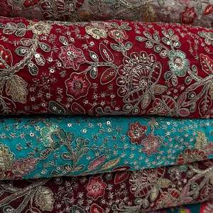 Tissu de broderie premium en georgette, avec travail de fil épais, pour robes de créateur, vêtements de fête africains et textiles de mode nuptiale - Product Image 6