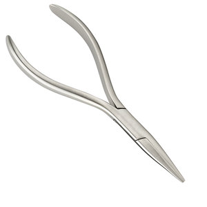 Pince plate à pointe fine Langbeck Premium, 140 mm, argentée, sans marquage CE, pointes lisses pour fils en acier inoxydable jusqu'à 0,7 mm, usage dentaire - Product Image 2
