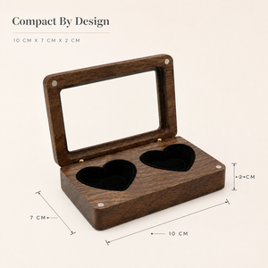 Custom Logo Walnut Wood Double <b>Ring</b> <b>Box</b> with Glass Lid Luxury Wedding <b>Ring</b> Bearer <b>Box</b> Jewelry Gift Packaging - Product Image 3
