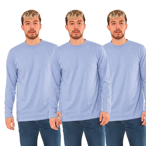 Men's <b>Black</b> <b>Long</b> Sleeve O-Neck Knitted Casual <b>T</b>-<b>Shirt</b> Regular Fit Solid Color 100% Cotton - Product Image 6