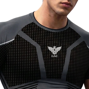 T-shirt de compression à manches courtes pour homme, sportif, athlétique, entraînement, gym, fitness, séchage rapide, extensible, coupe ajustée, respirant, performance - Product Image 5