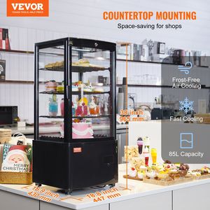3-Cu.Ft./85L Équipement de boulangerie commerciale Comptoir Vitrine réfrigérée à 3 niveaux Éclairage LED Refroidissement TURBO Sans gel - Product Image 2