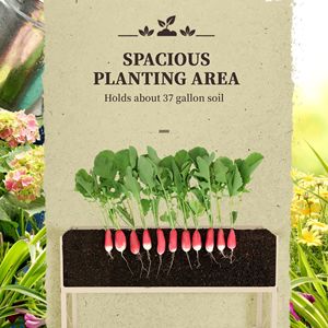 Fioriera in Metallo Zincato Efficiente per Giardinaggio con Gambe, Ripiano Portaoggetti e Rivestimento Interno - Product Image 4
