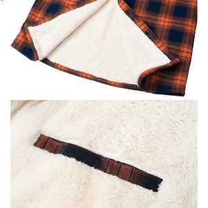 Veste unisexe en toile et polaire à carreaux, style chemise, avec fermeture éclair, col montant, décontractée, en coton épais et chaud, pour l'hiver, vêtement de travail, style Sherpa - Product Image 3