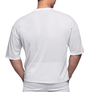 T-shirt en maille respirante pour homme, logo personnalisé, maillot de sport léger à manches courtes, vêtements d'entraînement de gym - Product Image 6