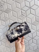 Nouveau Portefeuille Pochette en Cuir de Vachette de Créateur 2026 – Noir, Vente Flash, en Cuir de Vachette à Poils, Idéal Cadeau pour Femme