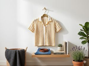 Crochet Blouse | Striped Knit Top for Women | Boho Picnic Style Viscose/Cotton Short Sleeve - Product Image 2