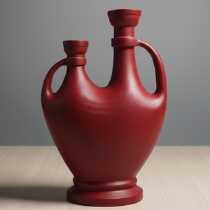 แจกันดอกไม้ทรงเหยือกสไตล์เมดิเตอร์เรเนียนเคลือบสีแดงวินเทจพร้อมหูจับคู่ ผิวด้าน สำหรับตกแต่งบ้าน - Product Image 1