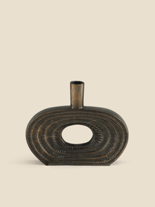 Jarrón de Aluminio Moderno y Elegante con Acabado Níquel Antiguo, Hecho a Mano, Decoración de Mesa, 30.5 cm de Altura, para Arreglos Secos - Product Image 3