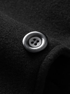 Manteau long pour homme en laine/polyester, col à revers, simple boutonnage, coupe classique, noir, anti-plis - Product Image 4