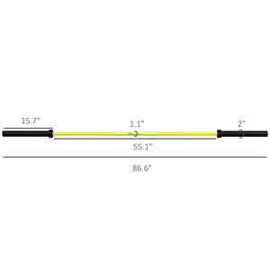 Barra de Pesas Olímpica de 7.2 pies, Color Amarillo, con Capacidad de 1500 lb, Agarre Antideslizante con Muescas, Fundas Giratorias - Product Image 2