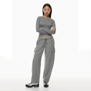 Most Popular Women's Gray Knitted <b>Cargo</b> Pants Mid <b>Waist</b> Full Length Loose Fit Solid Color Drawstring Casual Autumn <b>Cargo</b> Joggers - Product Image 6