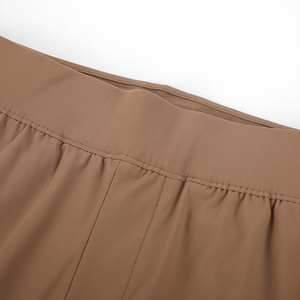 Pantalon large taille haute pour femme en crêpe uni, coupe ample, longueur totale, taille élastique, style décontracté, idéal pour le printemps - Product Image 5
