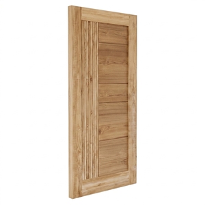 Puerta Kirana Teak Persada, Panel Acanalado de Madera de Teca Moderna, Puerta de Entrada Principal de Madera Minimalista para Interiores, Puertas Arquitectónicas - Product Image 1