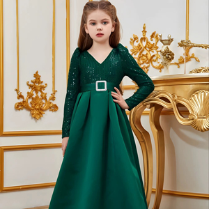 green velvet dress girls Girls Green Velvet Dress main image 1
