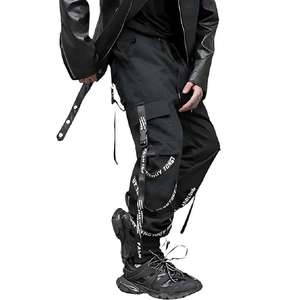Pantalones Cargo Techwear Streetwear para Hombre, Joggers Tácticos Hip Hop con Múltiples Bolsillos, Cintas y Tirantes, Estilo Harem, Color Negro, Estilo Cyberpunk - Product Image 3
