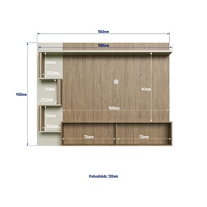 Mueble de TV de Estilo Moderno MARSELAN con 1 Puerta, Mueble de Salón de Madera para el Hogar, Aglomerado/Cristal, Diseño Superior Brasileño, Fácil de Montar - Product Image 4