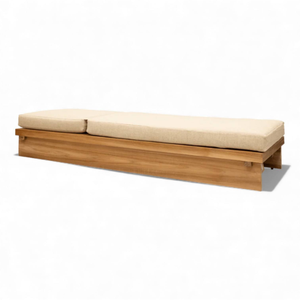 Chaise longue en teck pour l'extérieur, chaise longue de patio inclinable avec coussins pour terrasse, villa, jardin - Product Image 3