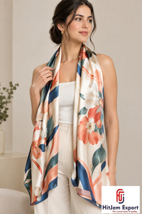 Écharpe longue imprimée de luxe en tissu doux, impression personnalisée, faible MOQ, OEM ODM, fabricant de tissus sur mesure - Product Image 3