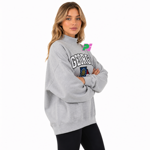 Sweat-shirt à col montant Georgia pour femme, noir, avec broderie de la carte de l'État, coupe oversize, pour l'automne - Product Image 3