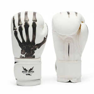 Guantes de Boxeo Ekin Impex de Cuero Blanco con Estampado de Esqueleto, Transpirables, de Dedo Completo, Personalizables, Unisex para Adultos, Estilo Urbano de Invierno - Product Image 1