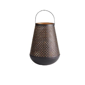 Iron <b>Lantern</b> <b>Candle</b> <b>Holder</b> With Leaf Cutout Design For Home Decoration Ambient Lighting Portable Outdoor Use - Product Image 2