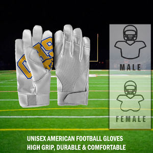 Guantes de Fútbol Blancos con Logotipo Azul Dorado Serigrafiado, Duraderos, Estilo Deportivo para Exteriores - Product Image 2