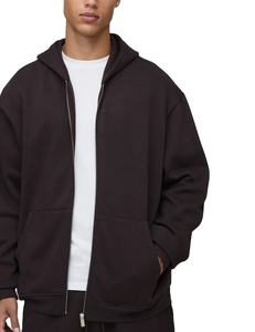 Vente en gros de vêtements décontractés pour hommes Sweats à capuche zippés de couleur unie Respirant 100% Coton Polaire Lourd Logo personnalisé Confortable - Product Image 2
