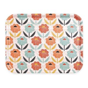 Bandeja de servir de metal con estampado floral, ecológica, de esmalte, decorativa, para el hogar, bar, decoración de bodas. - Product Image 2