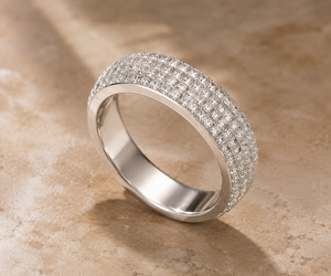 Lab Grown Diamond Wedding Band | 18KT White Gold | Full Pave Diamond Wedding <b>Ring</b> | OEM ODM <b>Fine</b> Jewelry Manufacturer - Product Image 1
