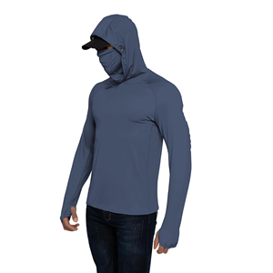 Men's UPF 50 Quick Dry Casual Fishing <b>Hoodie</b> Long Sleeve Anti-<b>Uv</b> Polyester Pullover Solid Color Outdoor Wear - Product Image 2