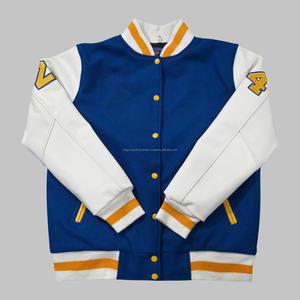 Personalized Jacket Letterman Jacket Best Quality Varsity Jacket With Blue <b>Wool</b> Body <b>White</b> Leather Sleeves - Product Image 1