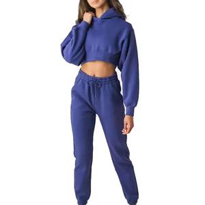 Conjunto de Sudadera y Pantalones Oversize de Color Liso para Mujer, Diseño de Logotipo Personalizado, Venta al por Mayor, Se Aceptan Servicios OEM/ODM - Product Image 1