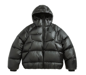 Veste d'hiver matelassée à capuche pour homme, coupe décontractée, coupe-vent, fermeture éclair, couleur unie, épaisse, coupe ample, longueur normale, 100% polyester - Product Image 2