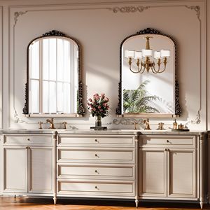 Specchio da parete decorativo vintage arcuato 40"x28" in argento anticato - Product Image 2