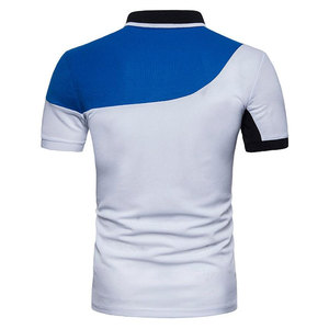 Polo de golf imprimé style blanc, noir et bleu, manches courtes, couleur unie, respirant, en polyester tricoté, vêtements de golf. - Product Image 3