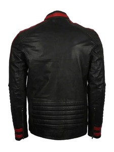 เสื้อแจ็คเก็ตหนังสีแดงและดำสำหรับผู้ชาย Racer Cafe - Product Image 2