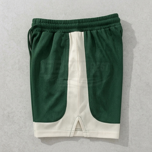 Shorts de sport pour hommes en toile 100 % coton, respirants et à séchage rapide, avec taille élastique, taille mi-haute et logo avant - Product Image 2