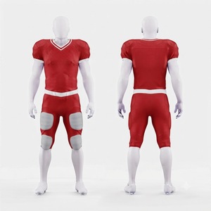 Conjunto de Uniforme de Fútbol Americano Rojo Personalizado para Hombre, Cuello en V, Manga Corta, Absorbe la Humedad, Ajuste Atlético, para Todas las Temporadas, Impresión Sublimada - Product Image 1