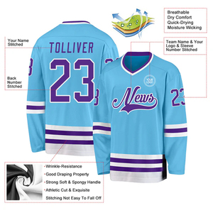 Maillot de hockey sur glace personnalisé haut de gamme USA, respirant, uniforme de sport, vente en gros - Product Image 3