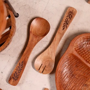 High Quality Eco-Friendly Resin Wood Acacia Salad Server <b>Serving</b> <b>Spoon</b> Spatula Dishwasher Safe FAIZA CRAFT Brand Kitchen - Product Image 2