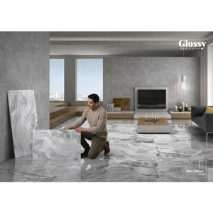 Beige éthiopien 600x1200mm Carreaux de sol en porcelaine nano vitrifiée brillante 60x120cm 24x48in Design intérieur en céramique - Product Image 3