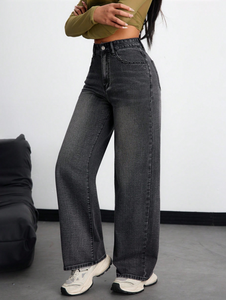 Pantalones Vaqueros de Diseño Único, Estilo Retro Americano, Holgados, de Pierna Recta, para Mujer - Product Image 6
